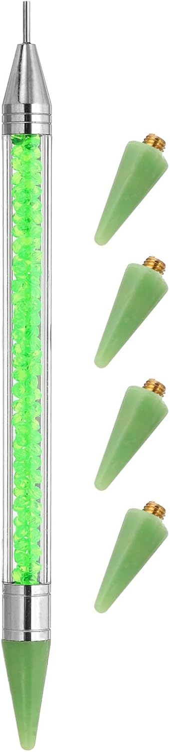PATIKIL Diamond Art Pen met Wax, Dual Ended Diamond Art Accessoires Hervulbare Wax Pen met 4 Stks Wax voor Diamond Art Nail DIY Craft, Groen