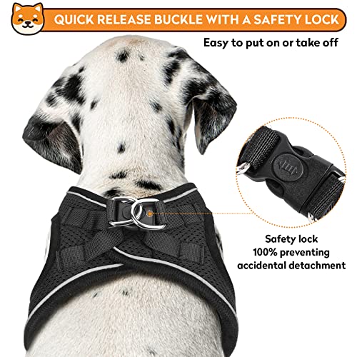 Kthzi 1-2 Pack Dog Harness With Leash Set，No-Pull Pet Harness With 1 Leash Clips, Adjustable Soft Padded Dog Vest For Extra-Small/Small Medium Large Dogs And Cats(Black,Medium) #TOP2