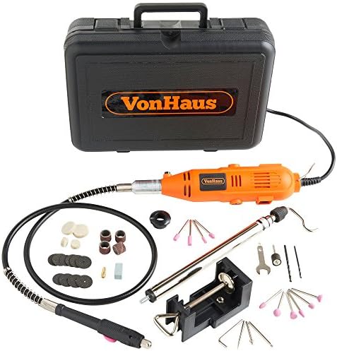VonHaus -135W Rotary Multi Tool Set - 40Pcs Accessories Kit with Stand - Rotary Combi Tool - 6 Speeds with Flexi Shaft - Mini Grinder, Drill, Cut, Trim, Tools & Sand in DIY - DREMEL Compatible
