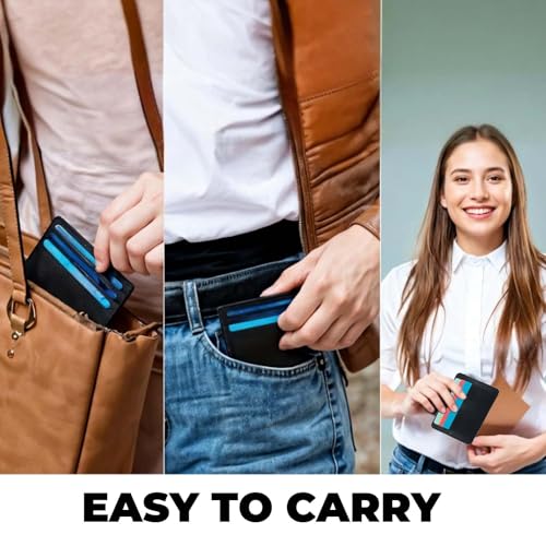 Ouligay 2Pcs Slim Credit Card Wallet for Men Women Thin Slim Credit Card Holder PU Leather RFID Blocking Pocket Mini Small Wallet with ID Window 6