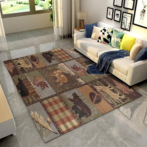 Tapis de chambre faune rétro 180x280 cm antidérapant en polyester