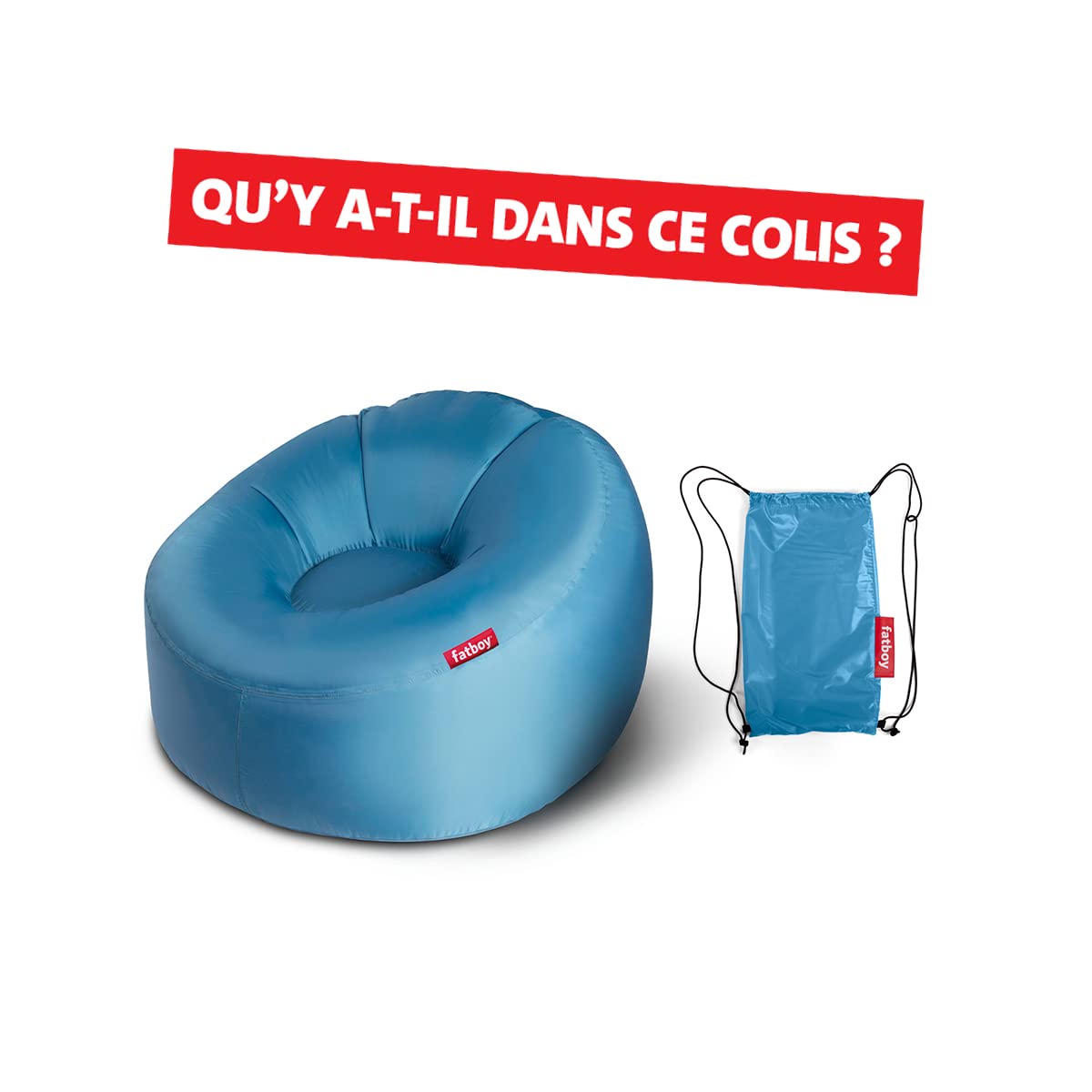 Canapé Gonflable Fatboy Lamzac O - Hamac Air Extérieur - Bleu Foncé - 110x103x62cm - Plage/Jardin/Piscine