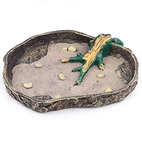AQUA KT Reptile Terrarium Water Bowl Food Dish with Stable Base for Amphibian Lizard Snake Supplies