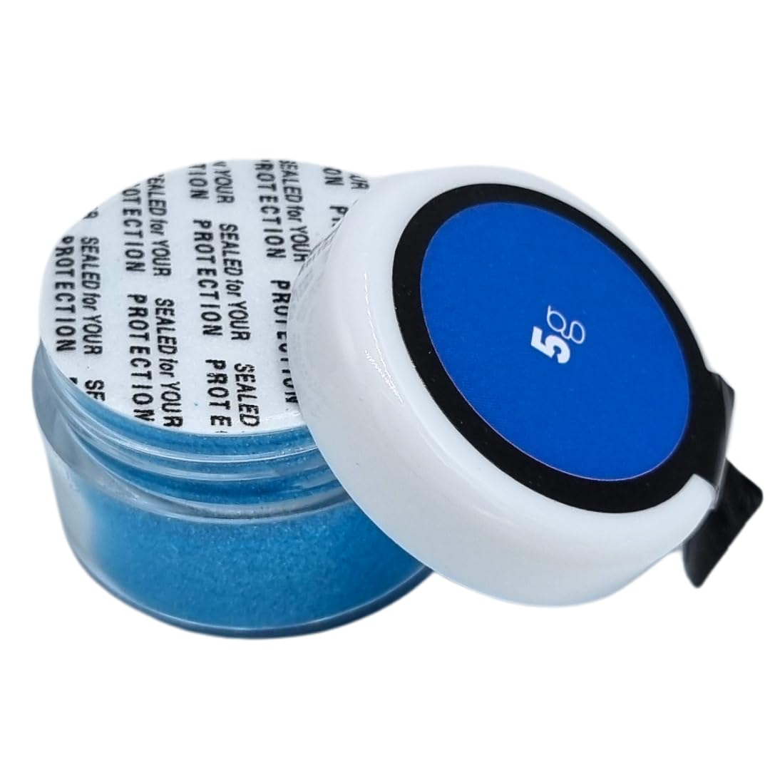 Azucren, Paillette Alimentaire, Paillette Alimentaire cocktail, Poudre Pailletée Comestible, Idéale pour la Décoration de Gâteaux, de Fondants, de Crème au Beurre, 5 Grammes. AZUSHINE (Bleu)