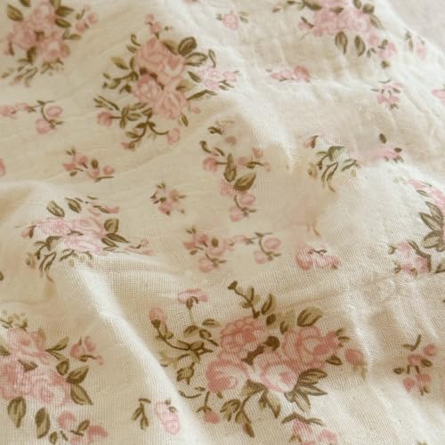 Image of BuLuTu Girls Toddler Kids Duvet Cover Pink Floral Chic Duvet Covers with Ruffles Muslin Cotton Soft Comforter Cover, 47 inchx59 inch, Soft Lightweight, Machine Wash, No Pillowcases /Comforter