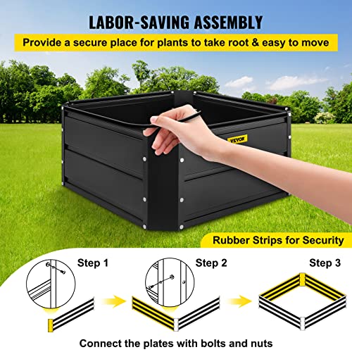 Vevor Galvanized Raised Garden Bed, 24" X 24" X 12" Metal Planter Box, 2 Pcs Steel Raised Garden Bed Kit, Black Planter Boxes Outdoor For Growing Vegetables,Flowers,Fruits,Herbs,And Succulents #TOP4