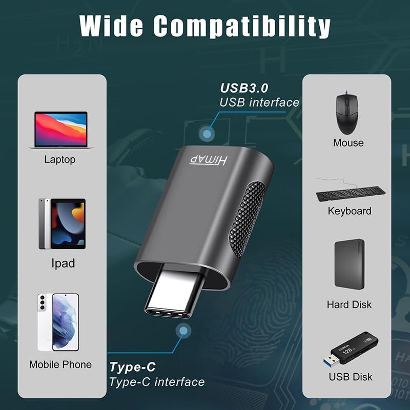 Miniatura 2 de Paquete de 4 adaptadores USB C a USB, 2 adaptadores USB-C a USB-A y 2 adaptadores USB-A a USB-C hembra Transferencia de datos SuperSpeed y carga
