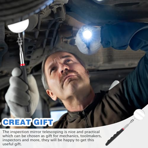 YBEATY 2 Stück Teleskop Inspektionsspiegel Set Rund 360 Grad Drehbar Ausziehbare Mechanischer Autospiegel Inspektionsspiegel Griffe Für Fahrzeug Inspektionen Techniker Werkzeug Geocaching