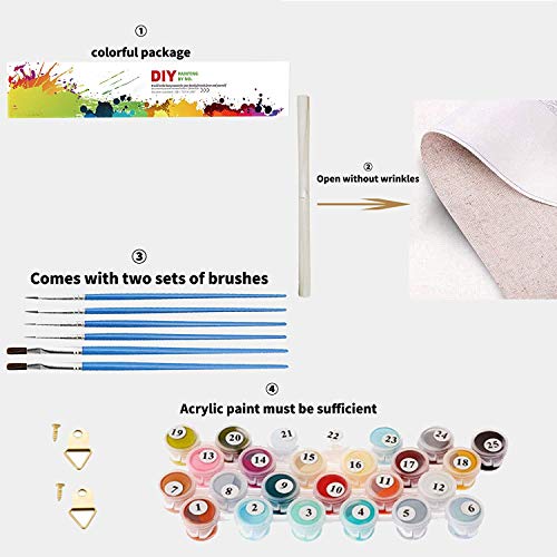 Malen Nach Zahlen, DIY Malen nach zahlen Kit für Erwachsene Kinder Anfänger, Handgemalte Leinwand Ölgemälde 50 * 40cm… – Bild 2