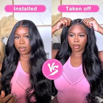 24 Inch 5x5 HD Lace Closure Wigs Human Hair 180% Density Body Wave Lace Front Wigs No Glue Wear and Go Glueless Wigs Human Hair Pre Cut 3 Seconds to Wear Glueless Wig