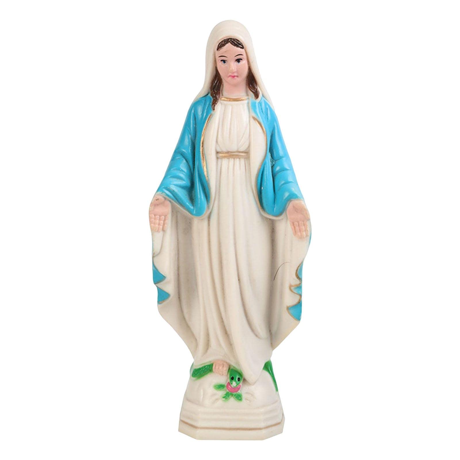 Fenteer Blessed Mother Virgin Mary Figurine Statue Blessed Virgin Mother Mary Figurine Character Sculpture for Living Room Table Stand Decoration,Blue Coat,10cm