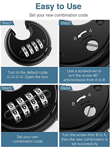 Puroma 2 Pack 4 Digit Combination Locks Outdoor Waterproof Padlock, And 4 Digit Disc Padlock With Hardened Steel Shackle, Keyless Heavy Duty Combo Lock For Outdoor Sheds Fence, Gate Hasps #TOP7
