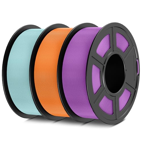 SUNLU 3D Printer Filament Bundle Multicolor, Matte PLA Filament 1.75mm, Neatly Wound PLA 3kg, 1kg per Spool, 3 Pack, Individually Vacuum Packed, 3 Colors, Purple+Orange+Powder Blue