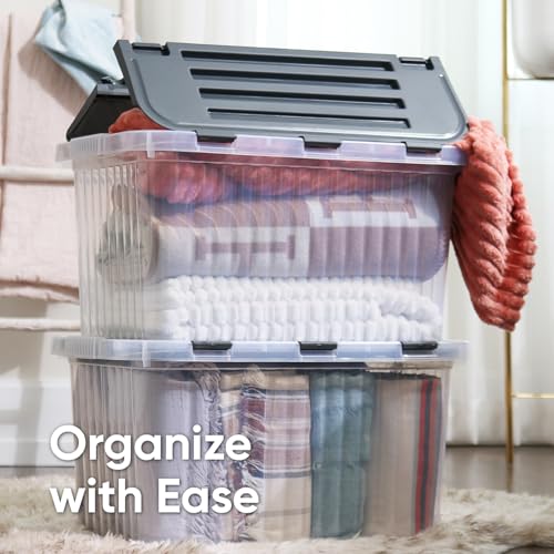 Image of Superio Storage Bins with Lids, Clear Plastic Containers for Organizing, Stackable Totes, BPA Free, Odor Free, Organizer Boxes for Home, and Dorm, 53 Quart (2 Pack, 20.25 inchx14 inchx14.6 inch)