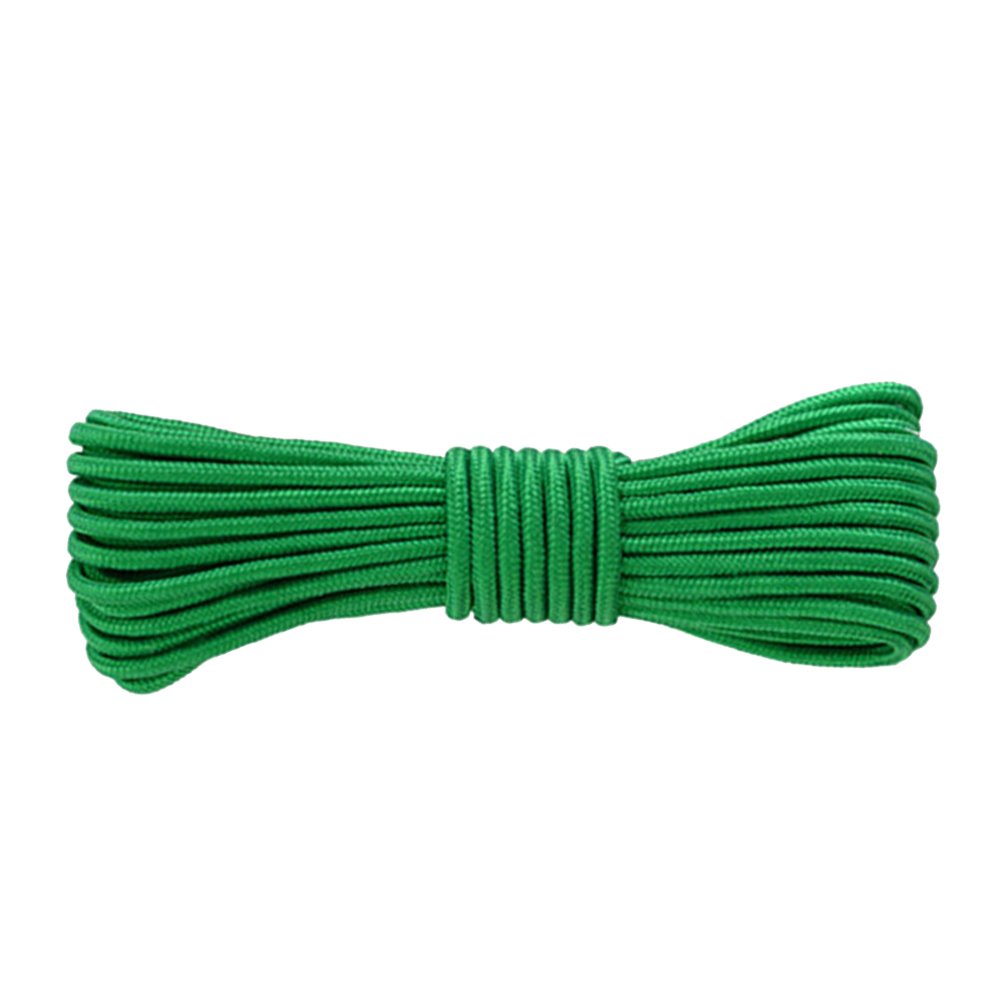 OUNONA 30M Solid Braided Nylon Rope Rot and Weather Resistant Rope for Camping Indoor and Outdoor Sports 6mm (Green)