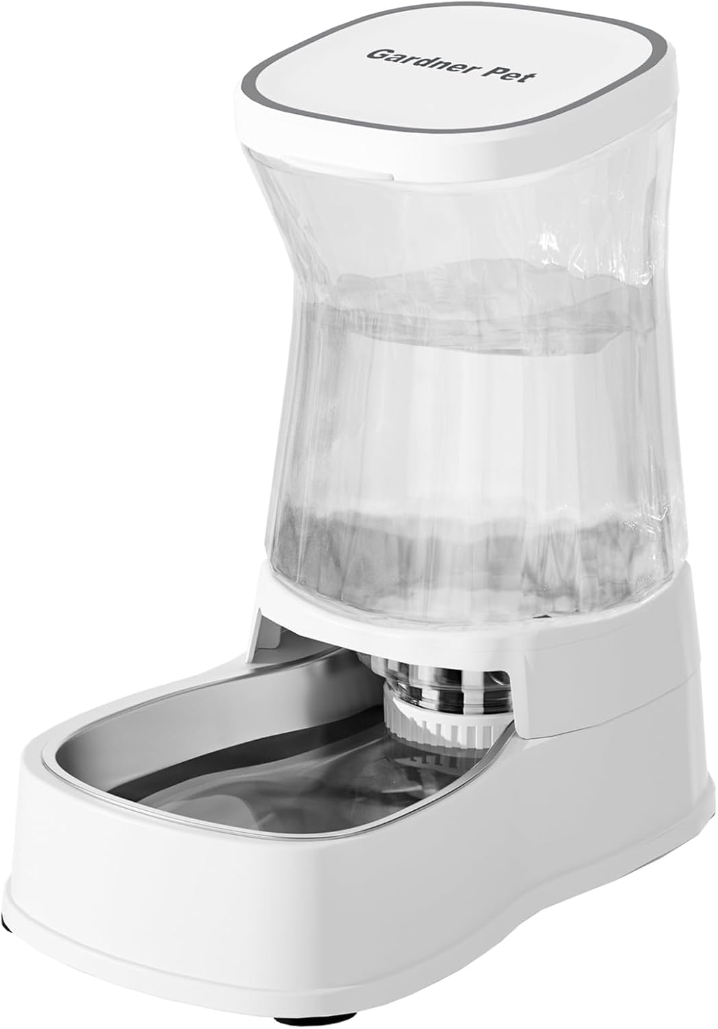 Gardner Pet 3.85L Dispenser Acqua Gatti, Dispenser Acqua Cani con Ciotola in Acciaio Inox, GravitÀ Abbeveratoio per Cani Non è Richiesta ElettricitÀ, Senza BPA, Bianco