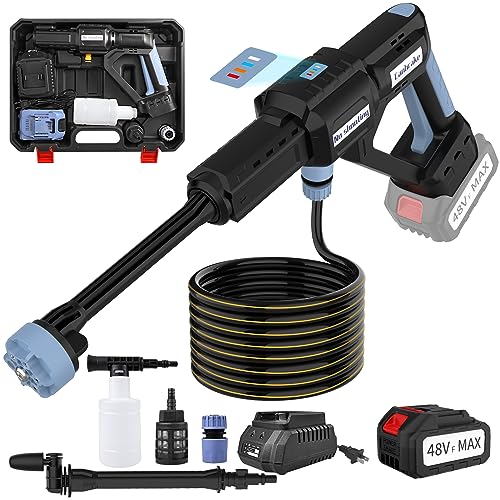 Portable Pressure Washer, Cordless Pressure Washer with Display, 3 Speed Adjustable and 6-in-1 Nozzle, High Pressure Washer Included 15000MAH Battery & 22v Fast Charging Appliance