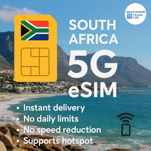 eSIM Afrique du Sud 10Go internet mobile 5G forfait international 30 jours hotspot inclus
