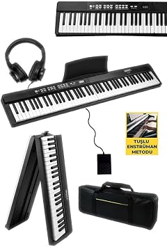 Midex PLX-80BKST Portable Folding Digital Piano Key Precision 88 Keys BT (Stand Sustain Headphone Bag Method)