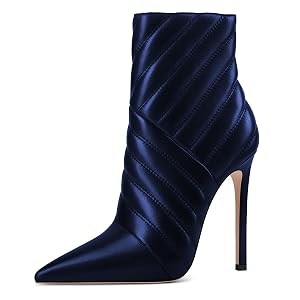 FSJ Women Fashion Ankle Boot Sexy Pointed Toe Stiletto High Heel Side Zipper Dressy Short Booties Size 4-15