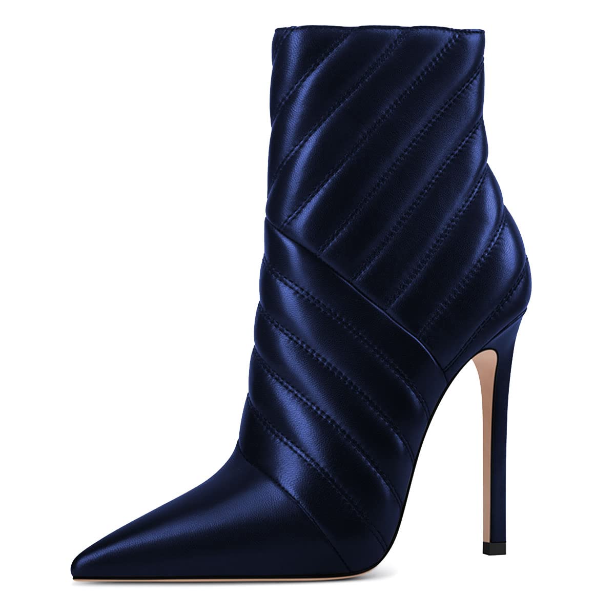 FSJ Women Fashion Ankle Boot Sexy Pointed Toe Stiletto High Heel Side Zipper Dressy Short Booties Size 4-15