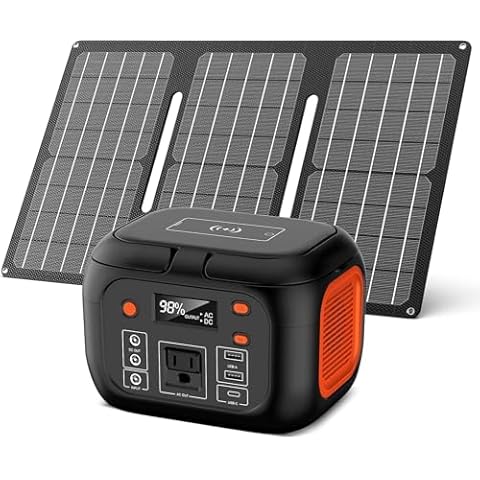 Portable Power Station 97Wh Power Bank 26400mAh Battery Pack Fasting Charging 150W AC & 30W Portable Foldable Solar Panel Charger for Outdoor Camping 12 Volt Waterproof High Efficiency Solar Panel Kit Cover