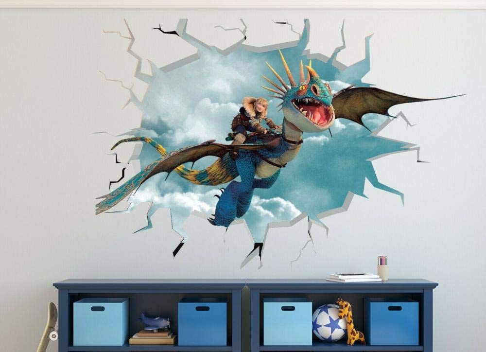 HUGF Wall Sticker Stormfly Smashed 3D Wall Decal Children Sticker Decoration Vinyl