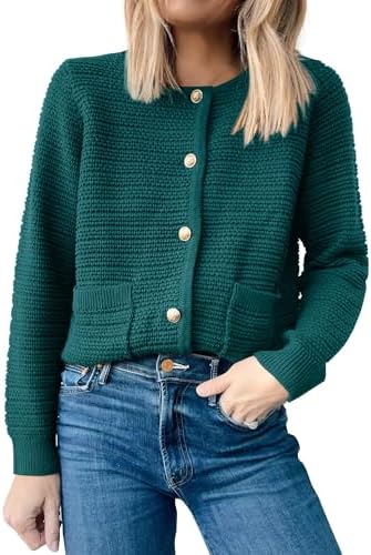 ANRABESS Womens Cardigan Sweater Long Sleeve Button Down Lady Tweed Knit Jackets 2025 Fall Outfits