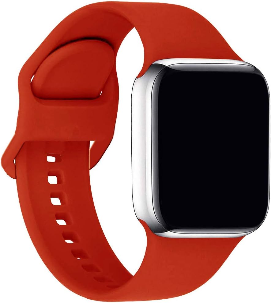 ic6Space Bands Compatible with Apple Watch Series SE/6/5/4/3/2/1, Soft Silicone Sports Replacement Band for iWatch 38mm 42mm 40mm 44mm (Red, 42mm/44mm-M/L)