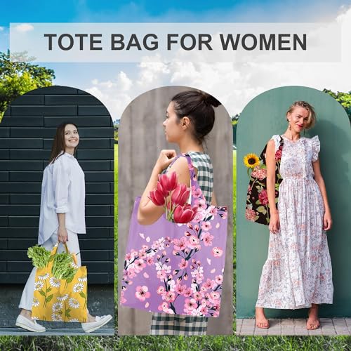 BeeGreen Reusable Gift Bags Floral Reusable Grocery Bags - Large Capacity 6 Pack Bulk Foldable Tote Bag - Recycled Ripstop Polyester Machine Washable Bags With Handles for Women Shopping​ - Thumbnail 5