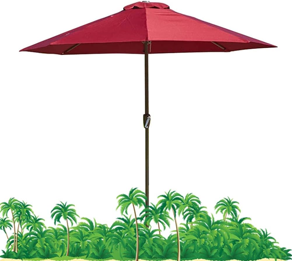 Outdoor Table Market Umbrella 9ft/2.7m Large Round Patio Umbrella Market Table Umbrella Garden Umbrella for Deck/Backyard/Lawn, with Crank, Red good