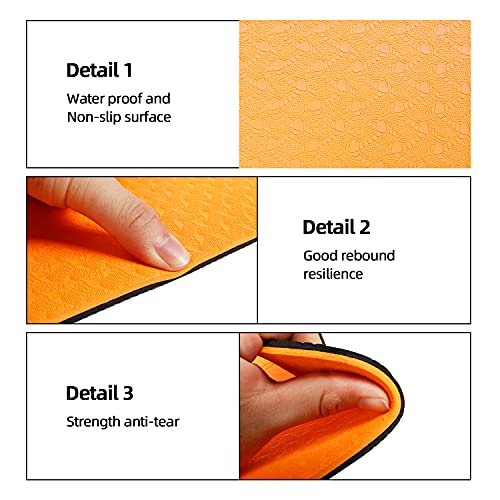 Image of Bodylastics Yoga Mat for Men and Women with Carry Bag TPE 6ft x 2ft x 6mm Large Size Anti Slip & Anti Tear Workout Mat