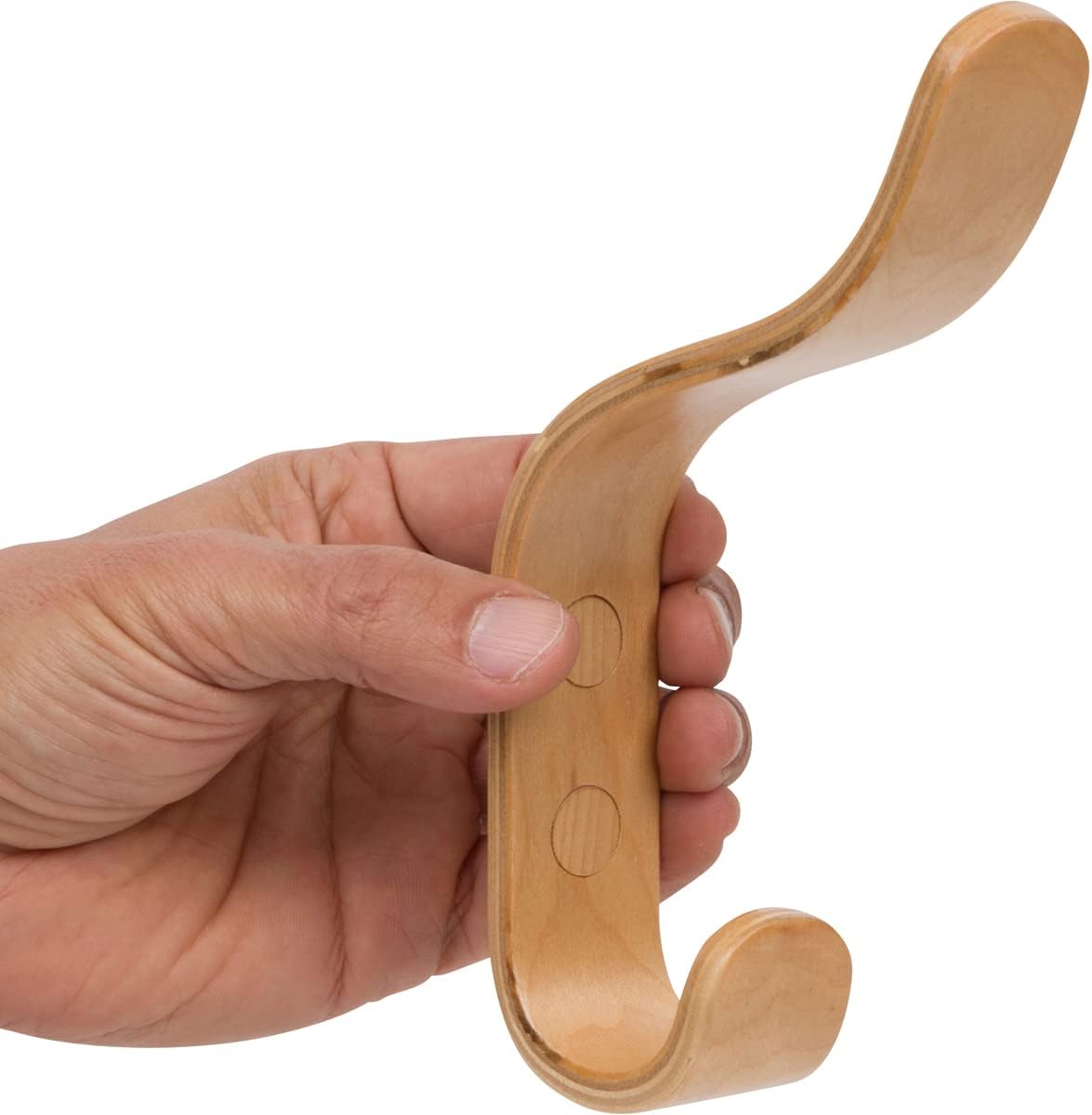 Plywood Wall Hooks Set of 4 Wood Coat Rack Hanging Clothes Hats Robes Towels (Maple)