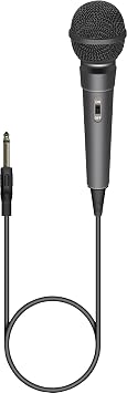 SoundLAB Dynamic Unidirectional Karaoke Microphone With Fixed 6.35mm Jack Lead 3m Length For Singing, Presentations, Practice, Home Party, Celebration, Perforamce, Adults, Portable Black