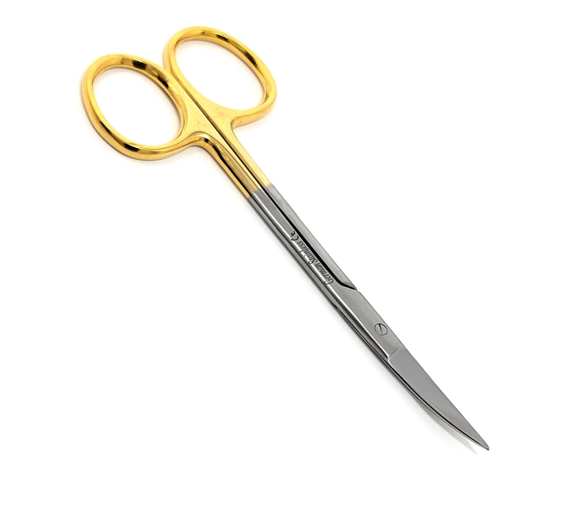 Iris Micro Dissecting Scissors 4.5" Curved Fine Point - Perfect for Doctors, Nurses, EMS, Students, Education & Training and More (Gold Handle)