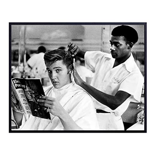 Vintage Elvis Photo, Wall Art Decor - Barbershop Haircut Photograph for Salon, Barber Shop, Bathroom, Living Room, Bedroom - Gift for Country Music, Graceland Fan, Hair Stylist - 8x10 Poster