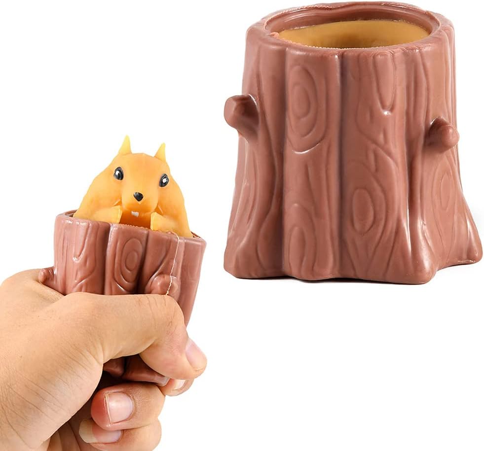 KASTWAVE Magic Squirrel Stress Relief Toy - Surprise Cup for Anxiety & Sensory Play, Ideal for Autism & Emotional Healing (Brown)