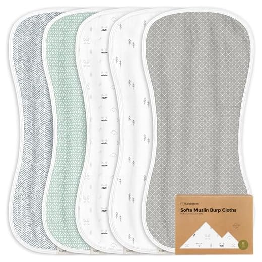 5-Pack Muslin Burp Cloths Baby Boy, Girl - Very Absorbent Baby Burp Cloth Rags, 8-Layers Viscose Derived from Bamboo Cotton Muslin Towel, Super Soft Spit Up Rags, No Shrink Washcloths (Nordic)