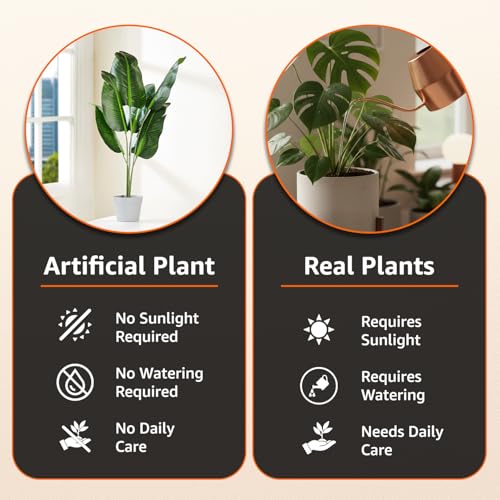 Image of amazon basics Artificial Bird of Paradise Plant in Light Grey Plastic Pot | 88cm Faux Greenery | Durable Plastic | Stylish & Compact | Zero Maintenance | Indoor, Outdoor, Home & Office Decor