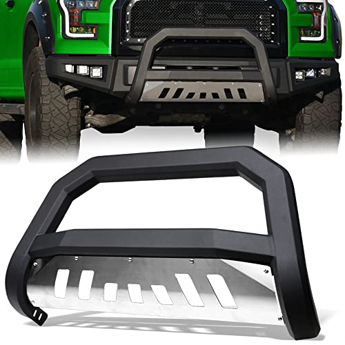 Stehlen 714937183568 Compatible with 2005-2007 Jeep Grand Cherokee / 2006-2010 Commander Advance Series Bull Bar - Matte Black/Brush Aluminum Skid Plate