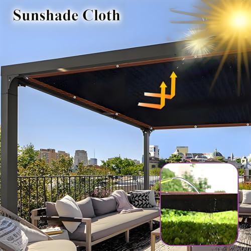 Voile d'ombrage extérieur noir résistant aux UV avec œillets de fixation - 5