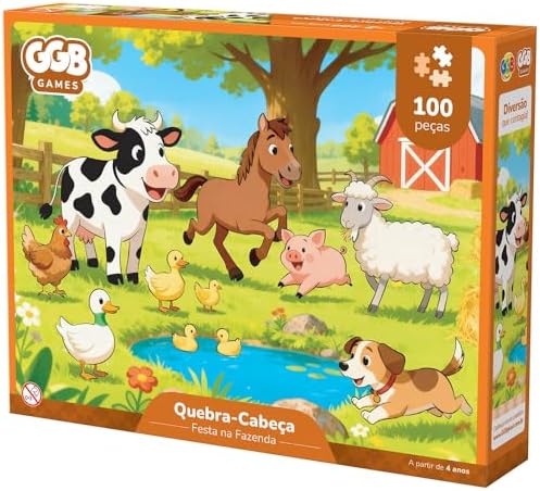 GGB Plast Quebra-Cabeça 100 Peças Festa na Fazenda