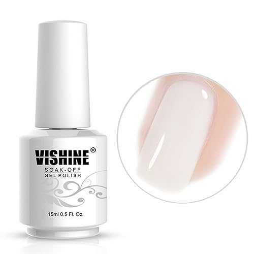 Miniatura 6 de Vishine Esmalte de uñas de gel blanco transparente lechoso de 0.5 fl oz, esmalte de gel UV LED, color nude lechoso para el hogar, manicura, barniz