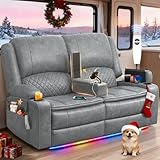 MOSGAT Loveseat Recliner Sofa, Power Reclining Loveseat Sofa RV Couch with Removable Armrest and Remote Control, Wall Hugger Home Theater Seating with 2-Tier Cushions, Storage & USB Ports, PU Grey