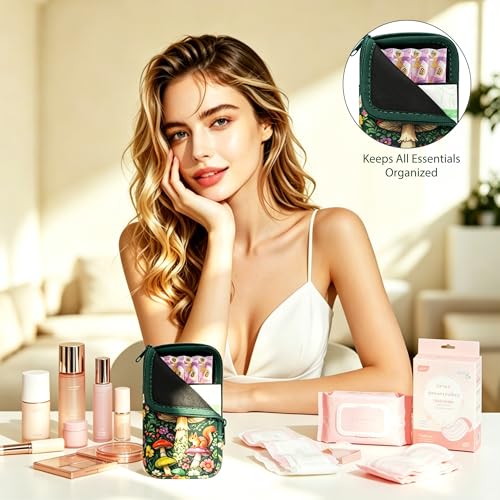Image of KJQJLY 2 Pack Portable Tampon Organizer Bag Tampon Holder & Storage Case with Zipper for Travel, Discreet Period Bag for Purse, Waterproof Feminine Products Pouch for Women (Cats & Squirrels)