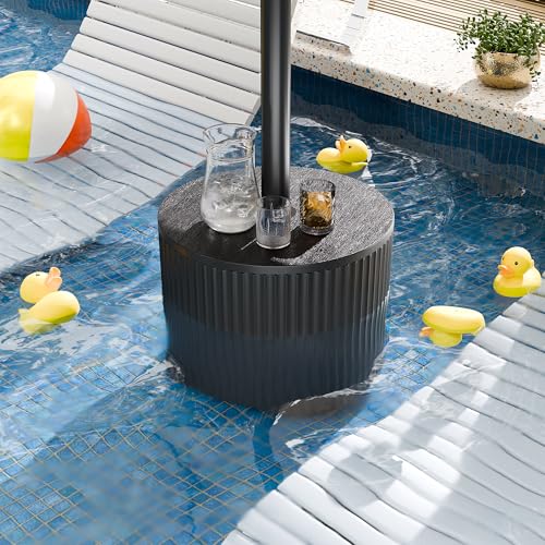 Trygoal Outdoor Side Table with Umbrella Hole, Stylish Umbrella Base Outdoor Patio or Beach, Umbrella Stand Fits Up to 1.9" Pole, Patio Umbrella Base for Garden, Deck & Lawn, Black - Thumbnail 6