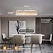 Siljoy Modern Crystal Chandelier 8-Lights Rectangular Flush Mount Pendant Ceiling Light Fixture Rectangle K9 Crystal Raindrop Chandelier for Dining Living Room Kitchen Island L40'' x W10'' x H10'