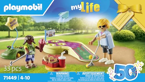 PLAYMOBIL myLife 71449 Minigolf, Schlag um Schlag zum Ziel, inklusive Golfschläger, Bällen, süßen Waffelherzen und EIS… – Ansicht 4