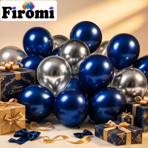 Image of Firomi Navy Blue Balloons 5- inch 100pcs (with 2 ribbons)