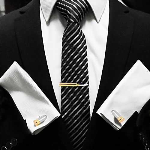 Personalized Bullet Cufflinks And Tie Clip For Men Set Tie Bars For Men Father's Day Gift #TOP1
